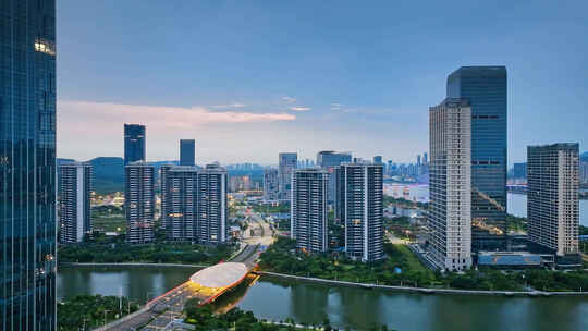 航拍珠海市横琴粤澳深度合作区城市夜景