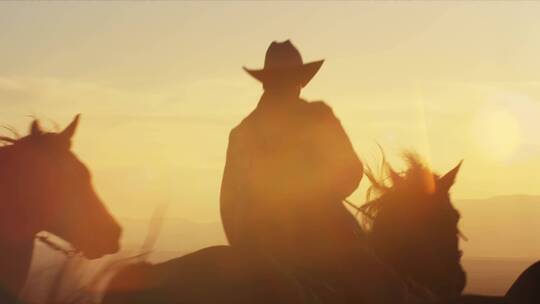 黄昏骑马的牛仔视频素材模板下载
