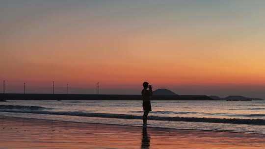 海滩沙滩日出唯美日出