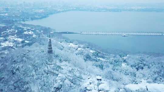 杭州西湖保俶塔雪景宝石山雪景浙江雪景