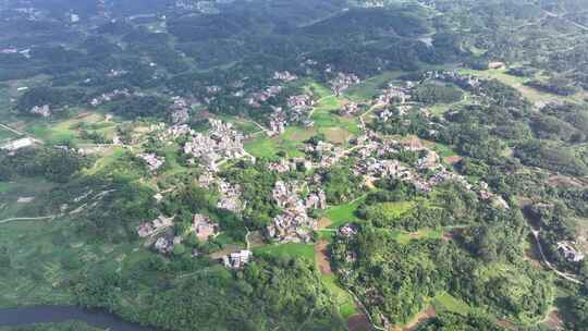 乡村乡镇农田航拍视频素材模板下载