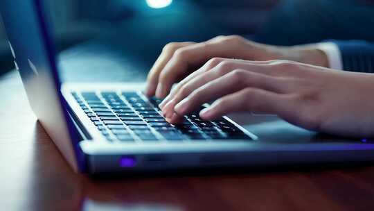 职场用笔记本电脑工作特写办公室