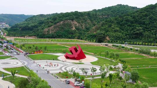 南泥湾景区大地党徽视频素材模板下载