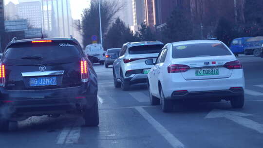 行车 日落 黄昏 城市 晋中市 建筑 风景