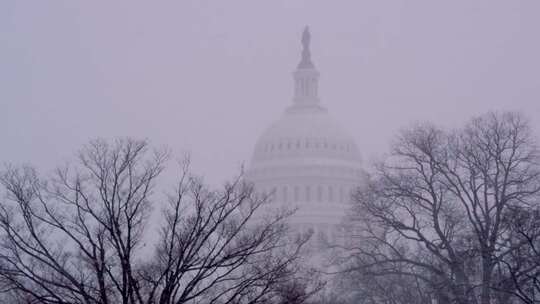冬季暴雪中的美国国会大厦
