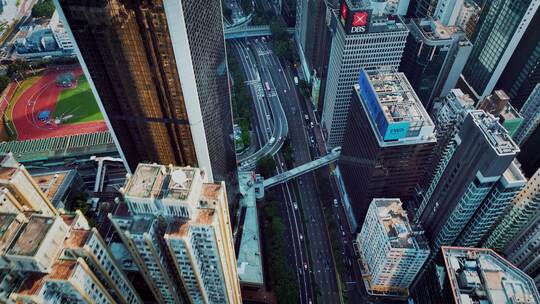 香港中环街道建筑俯拍