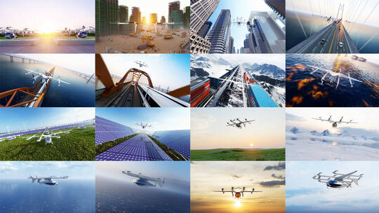 4K超长低空经济低空产业飞行汽车无人机合集高清在线视频素材下载