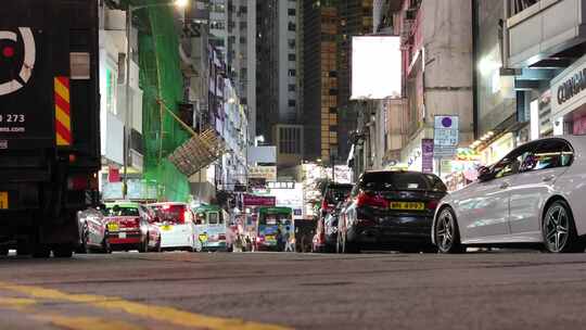 香港街景夜景视频素材模板下载
