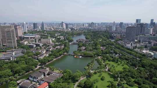 浙江宁波天一阁博博物馆5A景区月湖公园航拍