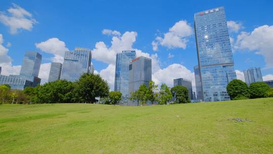 园林城市高楼建筑风光公园广场草地