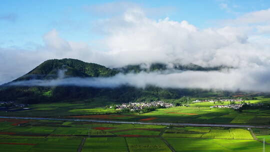 雨后云雾缭绕 唯美光影 山川田野