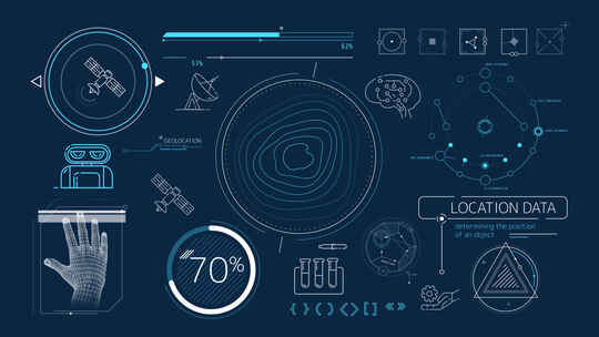 卫星互联网和地理定位主题的动画信息图4K