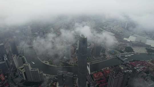 天津海河风景城市云海风光