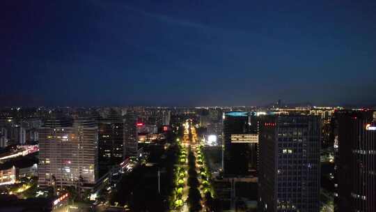 浙江台州城市夜幕降临夜景灯光航拍