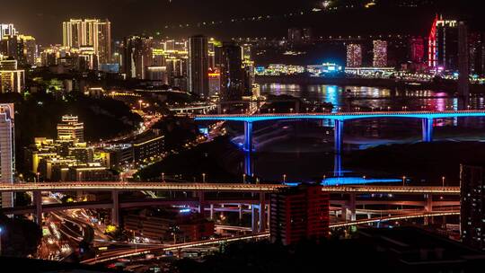 4K重庆桥梁夜景延时视频素材模板下载