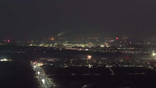 夜景 航拍 过年 放烟花 年味 城市