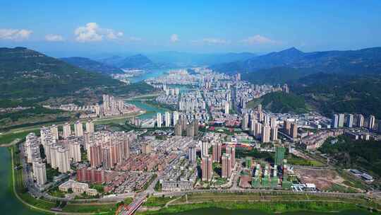 4K重庆开州区城市开州高空城市航拍合集视频素材模板下载