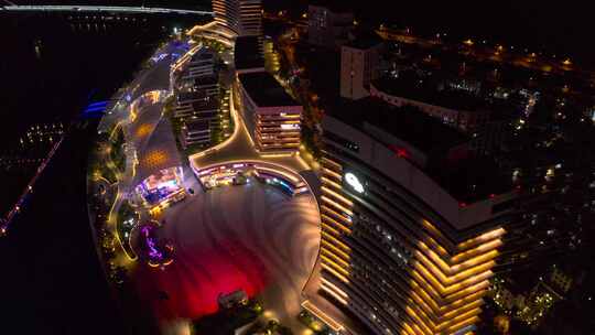 厦门市五缘湾国际游艇汇五缘大桥夜景航拍