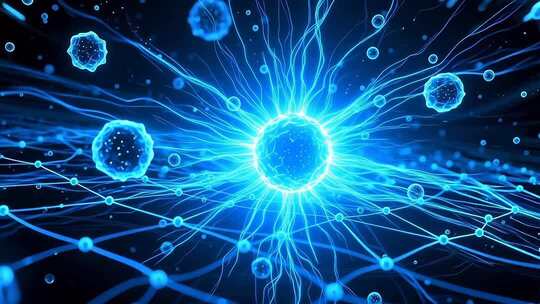 科技感蓝光粒子汇聚合集4K