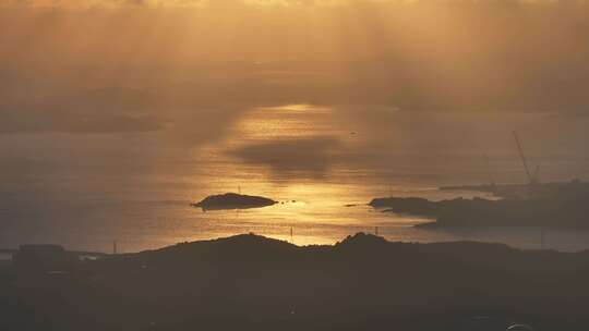 平潭海岛清晨日出航拍