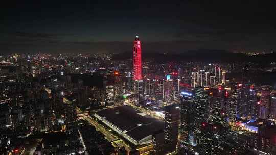 4K深圳福田区CBD夜景航拍