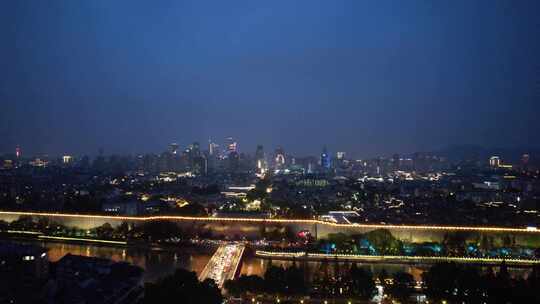 江苏南京城市夜景灯光中华门老门东秦淮河