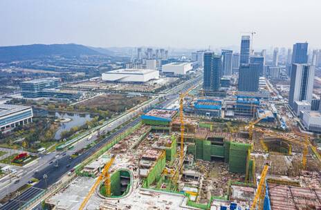 航拍延时 光谷建设