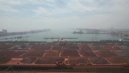 港口码头进出口贸易沙石航拍