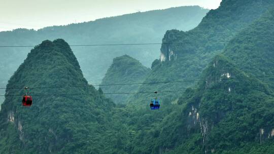 广西桂林如意峰缆车航拍