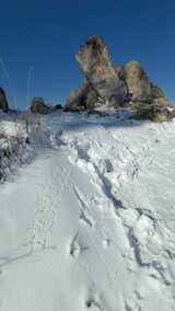 威海文登昆嵛山泰礡顶海拔山顶刻石雪景高清在线视频素材下载