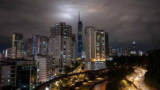 马来西亚吉隆坡莫迪卡石油双子塔夜景延时