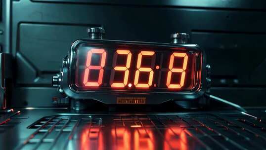 液晶数字时钟特写素材