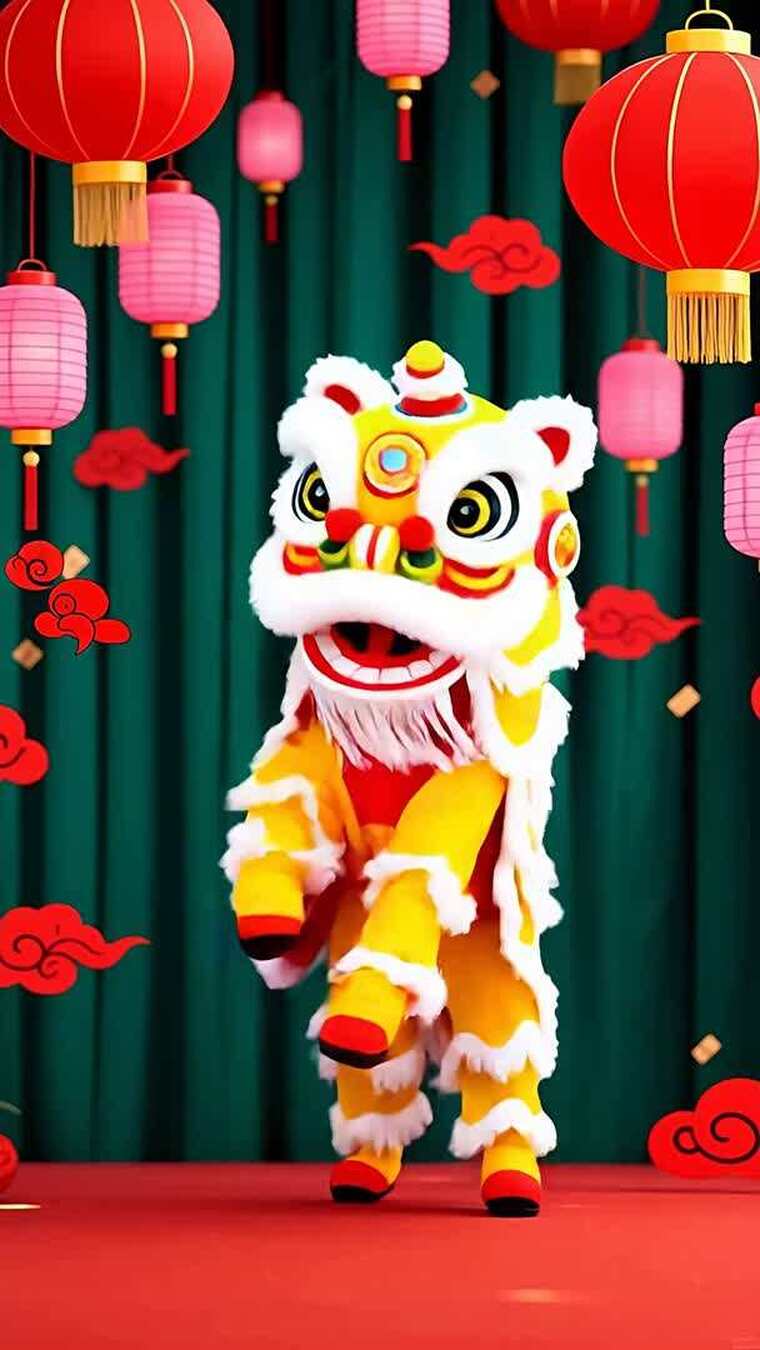 舞狮表演喜庆场景