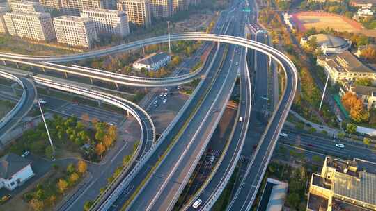 杭州西湖区紫金港立交桥高架桥风景视频素材