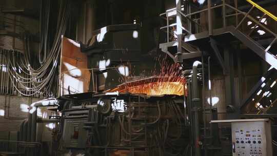 炼钢炉中的钢铁生产冶金铸锭电弧炉车间