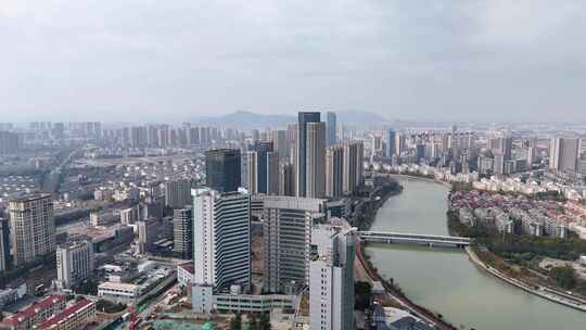 航拍湖州城市风景