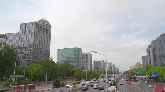 北京城市道路二环道路朝阳区交通视频素材模板下载
