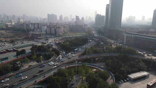 城市风光交通车辆道路桥梁高楼建筑自然景区