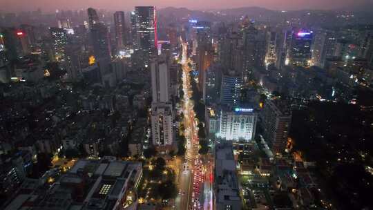 航拍福州城市夜景风光