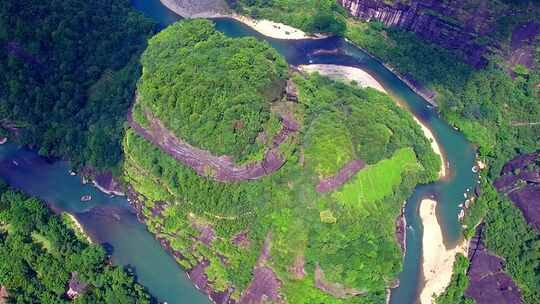 武夷山旅游宣传航拍天游峰九曲溪竹筏漂流