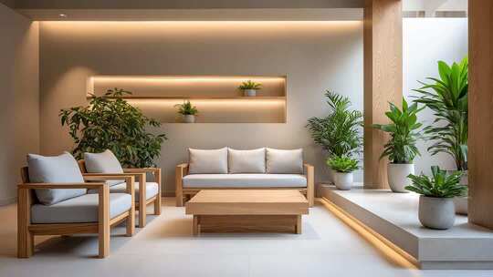 简约风室内休息区绿植环绕自然舒适