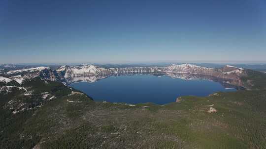 火山口，湖，水，树木