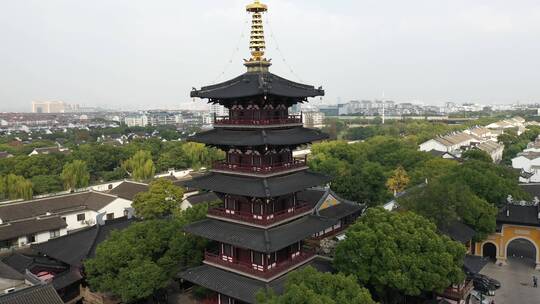 航拍苏州寒山寺