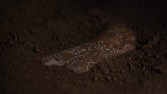 光影变迁埋在野外沙土中的文物显露出来视频素材模板下载