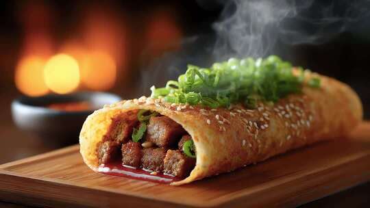 热气腾腾的美味肉夹馍令人垂涎欲滴