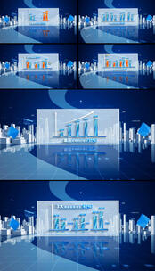 立体蓝色科技企业数据柱状图展示AE模板高清AE视频素材下载