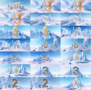 科技城市三维立体倒计时大气震撼开场倒计时高清在线视频素材下载