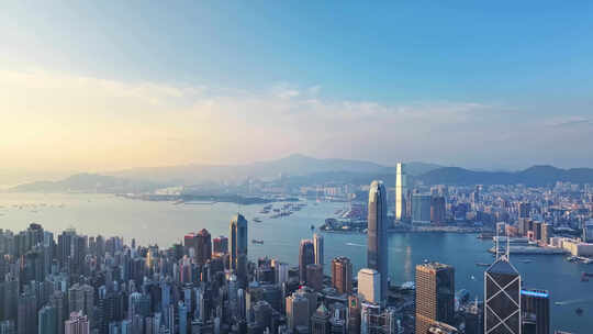 航拍香港维多利亚港夜景