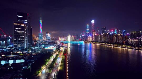 广州夜景航拍合集视频素材模板下载