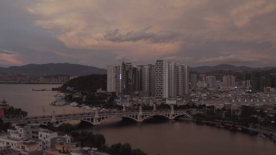 【精品】大理大桥石桥晚霞夕阳风景视频素材模板下载